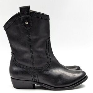 Fossil Women Black Leather Cowboy Western Festival Boots size 9.5